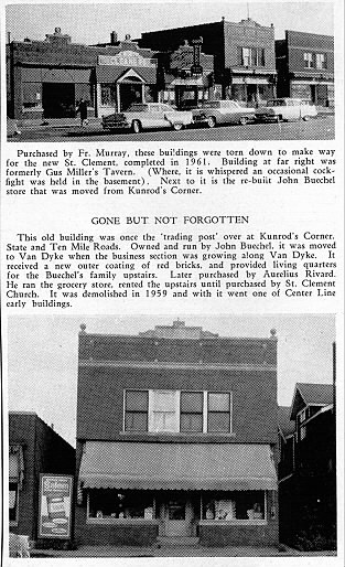 The buildings and businesses that occupied the block just south of St. Clement Church (ca. 1959)